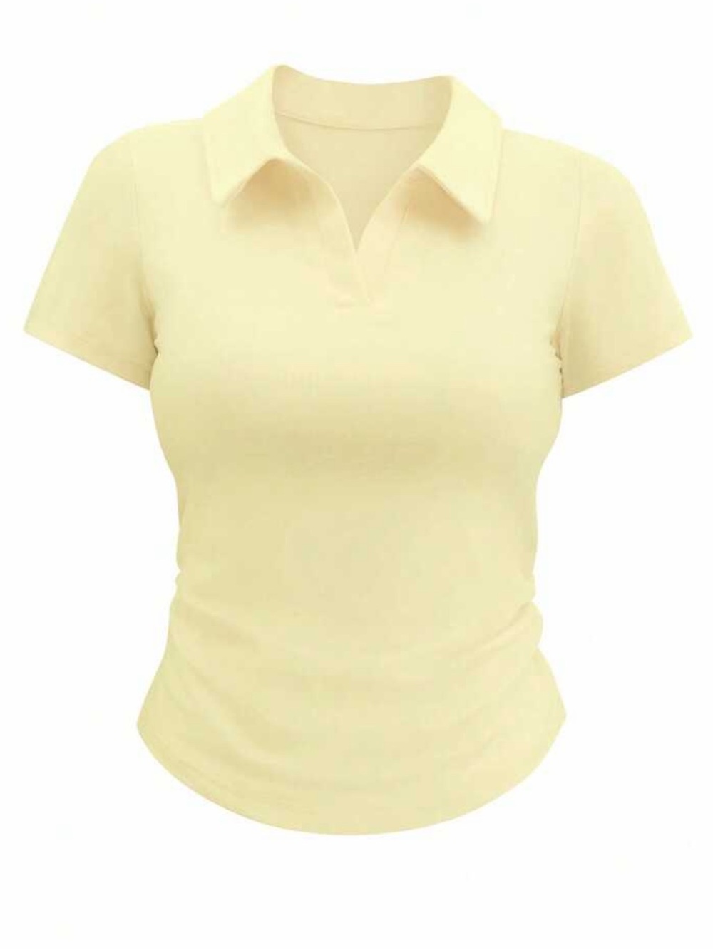 Women’s Yellow Polo Collar Short Sleeve Top